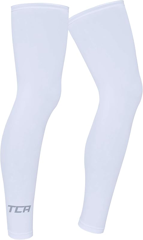 Manchon de jambe avec UPF 50+, Anti-Llip, Jambières de cyclisme toutes saisons pour hommes et femmes Manchon de compression de jambe entière - Blanc, S