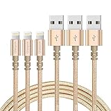 Qiangson Phone Cable Nylon Braided 3 Pack 6 ft Charging Cable Cord to USB Cable Charger Compatible iPhone iPad More (Gold)