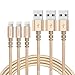 Qiangson Phone Cable Nylon Braided 3 Pack 6 ft Charging Cable Cord to USB Cable Charger Compatible iPhone iPad More (Gold)