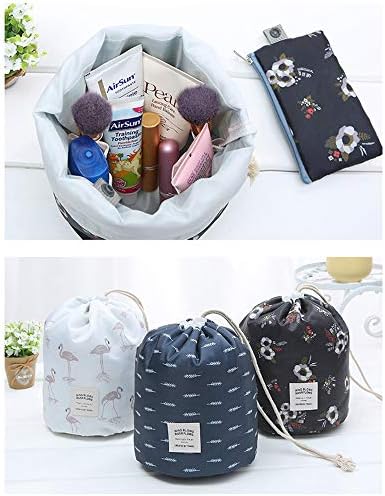 Hedume Set of 4 Travel Makeup Bags with 4 Small Zipper Jewellery Pocket and 4 Mini Transparent PVC Toiletry Pouch, Barrel Foldable Waterproof Cosmetic Organizer, Multifunctional Toiletry Bucket Bags 7 Hedume Set of 4 Travel Makeup Bags with 4 Small Zipper Jewellery Pocket and 4 Mini Transparent PVC Toiletry Pouch, Barrel Foldable Waterproof Cosmetic Organizer, Multifunctional Toiletry Bucket Bags