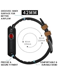 Maxjoy   Correa de repuesto para reloj Apple Watch de 1.496 in y 1.575 in, de piel estilo vintage, resistente al sudor, con cierre de metal para iWatch Series 4 3 2 1, Nike+ Sports Edition Men