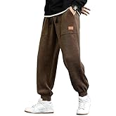 JMIERR Mens Corduroy Joggers Pants Casual Cargo Pants Drawstring Elastic Waist Baggy Tapered Sweatpants with Pockets
