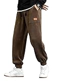JMIERR Mens Brown Corduroy Pants Casual Cargo Pants