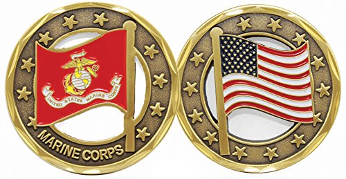U.S. Marine Corps Flag Cut Out Challenge Coin