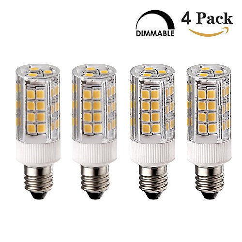 E11 T4 LED Bulbs 4 Pieces Ceiling Fan Light Bulbs Dimmable JDE11 120v 50w T4 Mini Candelabra Light Bulbs 4 Watts 2700k Warm White