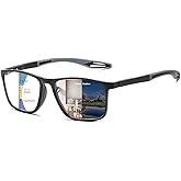 KISSOUL Multifocal Progressive Transition Photochromic Reading Glasses Blue Light Blocking Multifocus Readers Spring Hinge