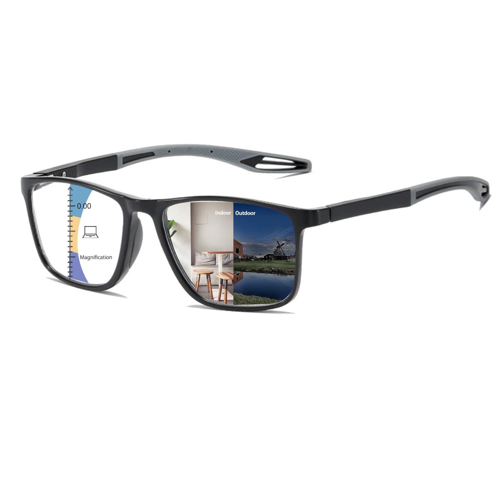Photo 1 of KISSOUL Progressive Photochromic Multifocus Reading Glasses Anti Blue Light Multifocal Transition Sunglasses with Readers