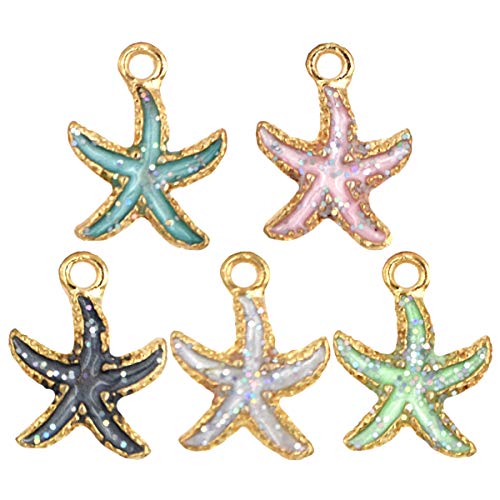 30 PCS Colors Enamel DIY Jewelry Necklace Bracelet Pendants, Charms Conch Starfish Sea Shell Mixed for Jewelry Making (30PCS C) - Thumbnail 3