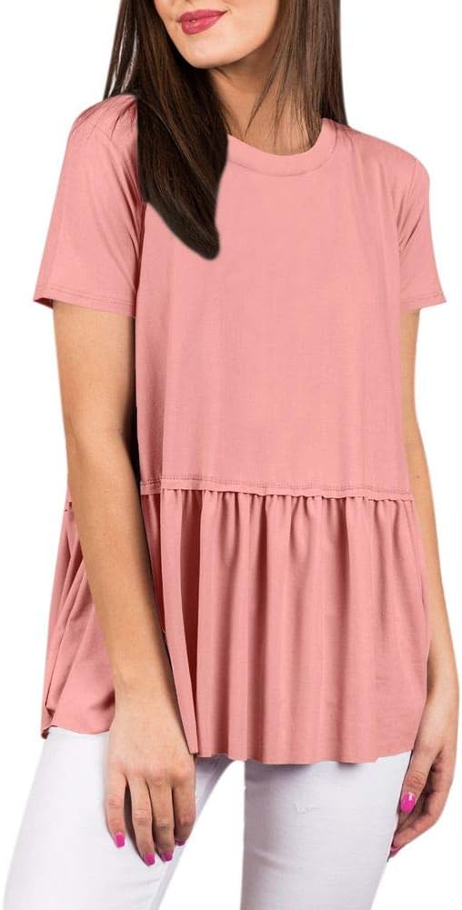 For G and PL Women Summer Causal Ruffle Flare Swing Top T Shirt