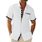 TRFIC Men's Casual Short Sleeve Button Down Shirt Summer Beach Shirt Vacation Shirt with Pocket