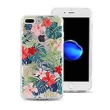 iPhone 7 Plus Case, iPhone 8 Plus Case, GMYLE iPhone 7 Plus Case Hybrid [Anti Shock] TPU Bumper +[Scratch Resistant] Tropical Clear with Design Protective Case for iPhone 7 Plus / 8 Plus- Red Hibiscus