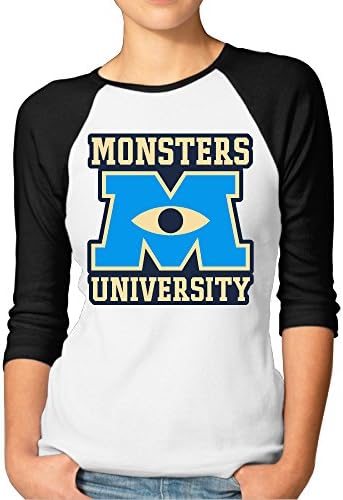 MC Women's MontersUniversity MU Contrast Color 3/4 Sleeve Tee Shirts Black Small