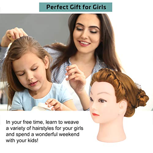 Mcwdoit 26 Inch Cosmetology Mannequin Head with Synthetic Hair, Manikin Head Hairdressing Practice Training Doll Head + Table Clamp + Hair Styling Kit