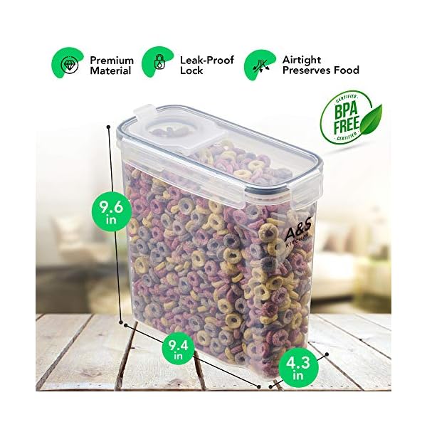 AS-Kitchen-Cereal-Containers-Storage-Set-of-4X-4L-Airtight-Container-with-Lid-Labels-Chalk-Pen-Pantry-Storage-Plastic-Containers-Flour-Storage-Container-Pet-Food-Storage-Containers-Dispenser A&S Kitchen Cereal Storage Containers Set of 4x 4L Airtight Container with Lid, Labels, Chalk Pen. Pantry Storage…