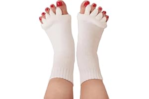 Hydrothotics Happy Feet Toe Separator Socks - Comfortable Alignment Socks – Washable Massage Socks – Prevent Foot Cramp and hammertoes (White)