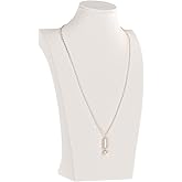 KunGe Necklace Bust Display Stand, Necklace Holder, Pendant Chain Necklace Organizer for Women (Beige Velvet, S 1PCS)