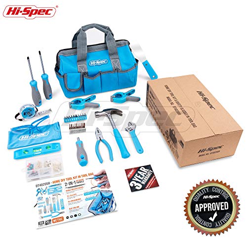 Hi-Spec 34-teiliges blaues Heimwerker-Werkzeugset & Schutzbrille mit 100-teiligem Wandbild-Aufhängeset für die Reparatur… – Bild 8