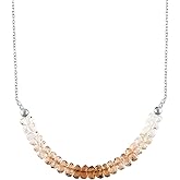 QNAVIC Natural Shaded Imperial Topaz Crystal Beaded Handmade Dainty Necklace For Women, Chakra Healing Stones, Birthstone Jewelry, 925 Sterling Silver 18" Birthday Gifts