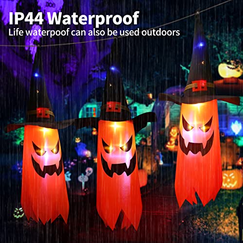 Halloween Lights, 11.5ft Battery Operated 5 LED Halloween Decorations String Lights, Scary Hanging Lighted Ghost Wizard Hat Decoration for Indoor Outdoor Home Party Halloween Decor