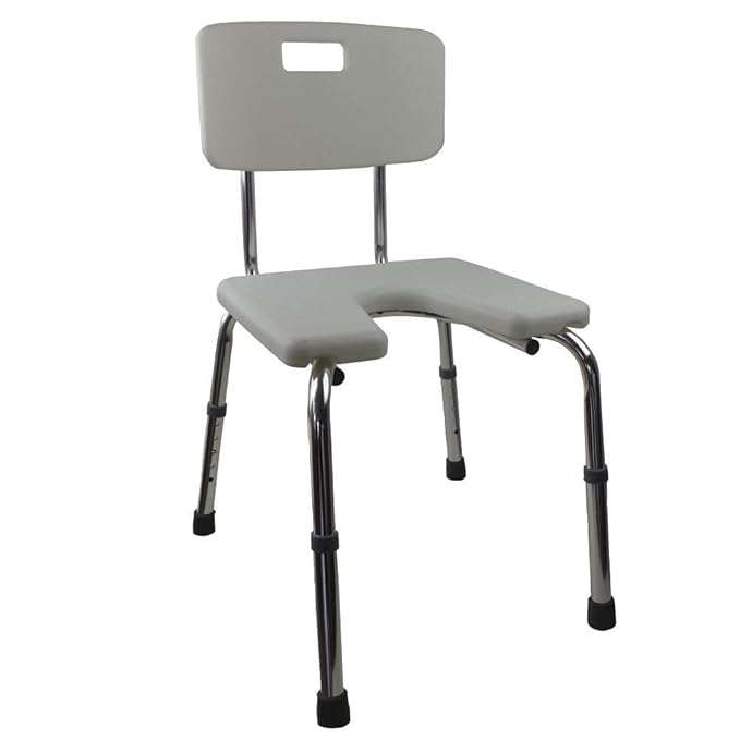 Mobiclinic Shower Perching Stool with Back and hygienic U Shaped seat, Folding Perching Stool