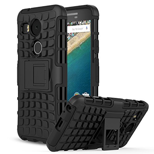 Capa AntiChoque para Nexus 5x, SKUDO Armadura 2x1 [Duas Camadas][TPU + PC][Kickstand], LG Nexus 5x - Preta