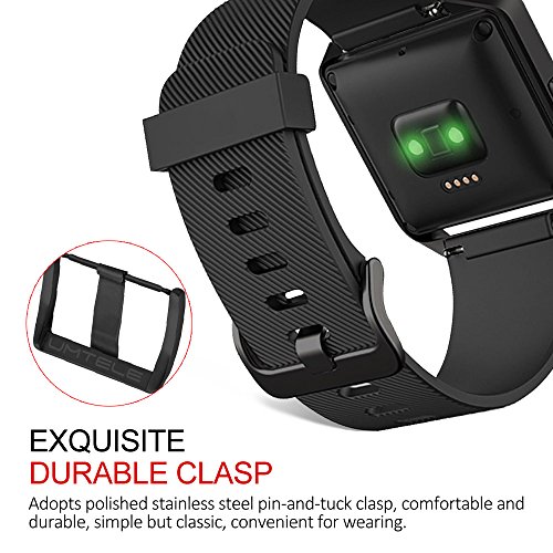 image for UMTELE Silicone Replacement Band with Gunmetal Frame for Fitbit Blaze 