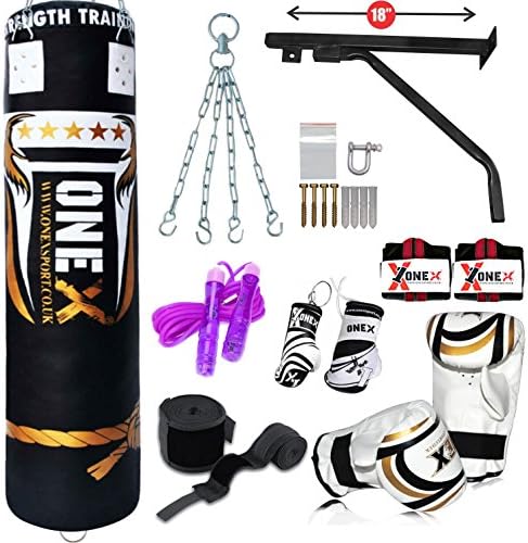 New Punch Bag Boxing 4FT Heavy Filled Set Kick Boxing Punch Bag Gloves MMA Punching Mitts Hanging Chains Bracket Gel Rope Mauy Thai Martial Arts
