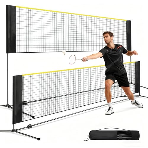CENXI Badminton Net, Height Adjustable Volleyball, Foldable Nylon Net 10 ft Wide, Tennis, Small Pickleball Nets for Backyard Game and Indoor Outdoor Use, Easy Setup