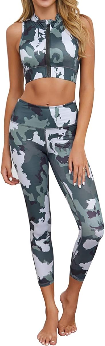 bbmee Workout Suit Set，Yoga Crop Tank Top Strappy Bra and High Waist Leggings 2 Piece Sports Outfits for Women