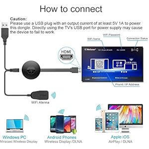 Dongle per display WiFi, adattatore wireless per display HDMI 1080p, adattatore ricevitore TV per grande schermo… - immagine 7