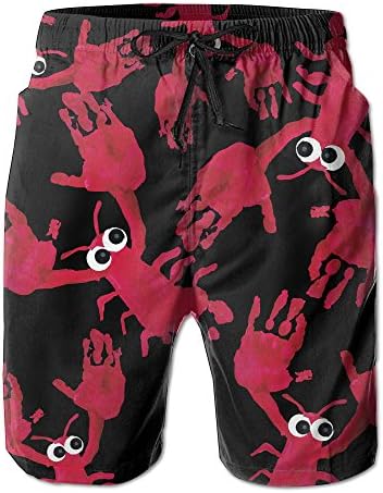 TWOWT Mens Hand And Foot Print Lobster Funny Summer Quick-drying Swim Trunks Beach Shorts Board Shorts X-Large