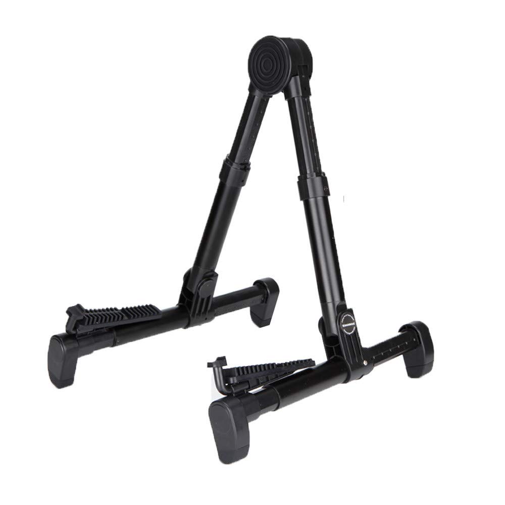Universal Folding A-Frame Guitar Stand Portable Lightweight Guitar Holder for Acoustic/Electric/Classical Guitars Violin, Ukulele, Bass (Black)