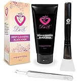 Charcoal Blackhead Remover Peel Off Mask By LUX |3-in-1 Bundle w/Silicone Makeup Brush & Tweezer Extractor| Purifying Deep Cleansing Facial Mask, Pore Cleanse For Acne & Oil Control | Natural Formula