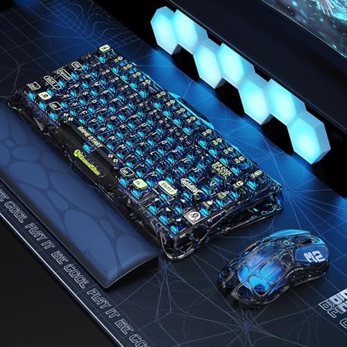 GravaStar Mercury M2 Souris de Jeu – Souris de Jeu MMO pour Ordinateur avec capteur Optique 26 000 DPI – Design léger évidé – 5 Boutons programmables – 5 Modes RVB Dynamic Lightsync (Transparent)