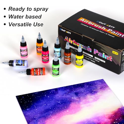 HOMY ARTY Airbrush Paint - 54 Colors And 6 Thinners For Airbrush Paint, Acrylic Air Brush Paints For Metal, Plastic Models - 60 Bottles