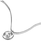 925 Sterling Silver Necklace Women's Elegant 11 mm Pearl Pendant Necklace - Solid Silver Box Chain 18" Choker Fine Jewelry Holiday Gifts