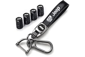 ACHARD for Jeep Kring with 4PCS Valve Stem Caps, Car Keychain and Tire Valve Caps for Jeep Grand Cherokee Comander Wrangler Compass Renegade Patriot, Black
