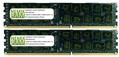 32GB (2 X 16GB) DDR3 1333MHz PC3-10600 ECC RDIMM for Apple Mac Pro 5,1 Mid 2010 6-Core Intel Xeon â€œWestmereâ€ 3.33GHz MC560LL/A CTO