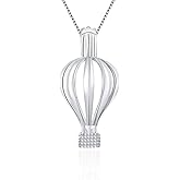 LGSY Hot Air Ballon Cage Pendants for Pearl Jewelry Making Sterling Silver, Design Cage Pendants for Women