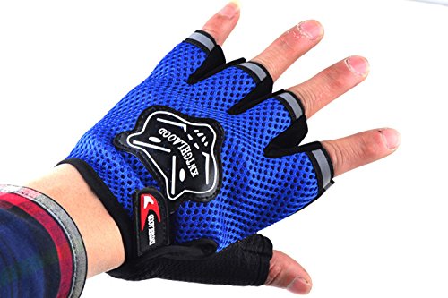 ZOONAI Cycling Gloves Boy Girl Child Children Mountain Bike Gloves Half Finger Biking Gloves Breathable Cycle Gloves (Blue)