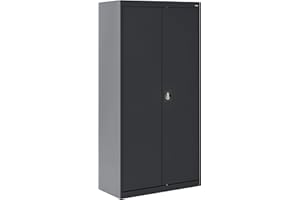 Sandusky EA4R362472-09 Wielded Steel Elite Storage Cabinet with Adjustable Shelves, Locking Handle, 24"D x 36"W x 72"H, Black