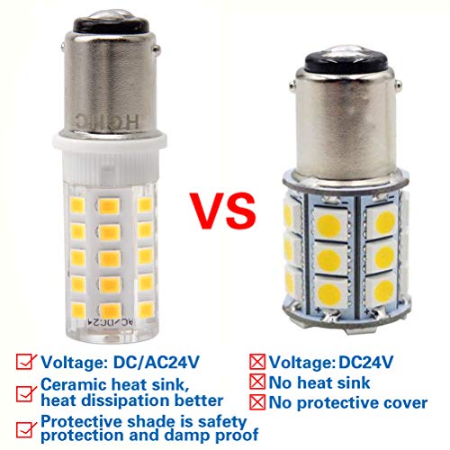 LED Ba15d 5W Light Bulb 24V AC/DC Warm White 3000K - Double Contact Bayonet Parallel Pin Base 1076 1130 1176 1142 LED 35W RV Replacement Bulb, for Car RV Camper Lighting(Pack of 2) - Thumbnail 3