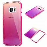 Samsung Galaxy S7, G9300 Gradient Color Mirror Soft TPU Case with Shockproof PC Bumper for S7 (Rose)