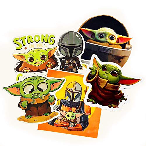 BonneChance 6 Pack Large Baby Yoda Stickers Mandalorian Star Wars Sticker for Water Bottles Laptop Car Refrigerator Luggage Water Cup Computer Mobile Phone Locker Skateboard Luggage Baby Yoda Decals
