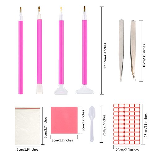 35 Pieces Diamond Painting Tools Quick Point Pen Kits, YARKOR DIY Diamond Painting Pen/Tweezers/Glue/Plastic Tray Set Sewing Accessories