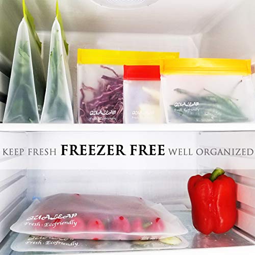 Reusable Gallon Freezer Bags (1 Gallon, Set of 5) - Leakproof Ziplock Reusable Storage Bags for Sandwich, Snack, Meat, Vegetables, Fruit etc.