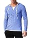 MODCHOK Men's Long Sleeve Printed Hoodie Shirts Polyester V Neck Button Tee Tops Light Blue S