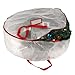 Wreath Storage Bag- 30” Round- Protect Holiday, Easter, Fall & Christmas Artificial Wreaths & Garland- Zippered Tote with Handles by Elf Stor (White)