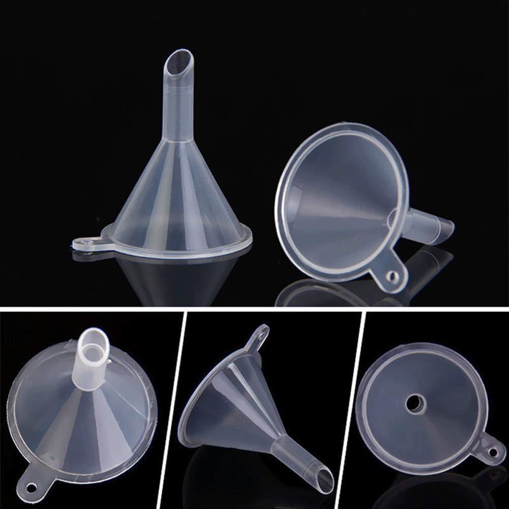 Mini  Plastic Funnels, 50PCS Small Clear Funnels for Art Sand Bottle Filling Perfumes Lab Bottle Essential Oils Arts  Crafts Supplies