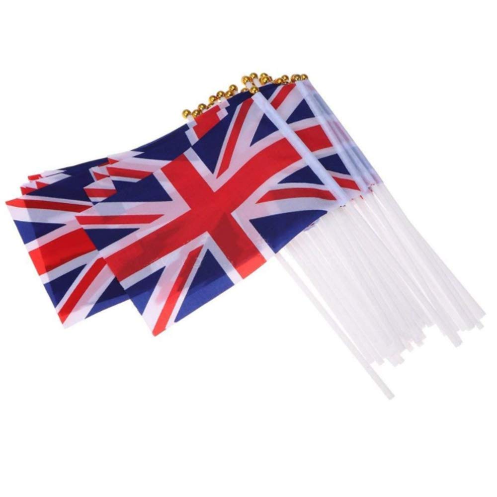 30 Pcs Handheld Mini Flag Great Britain Stick Flag, blue, f22
